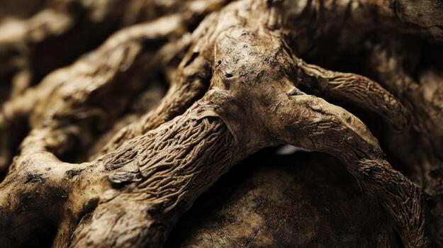 Close-up of textured, dried roots photo