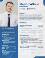 Blue Grey Entrepreneur Resume template