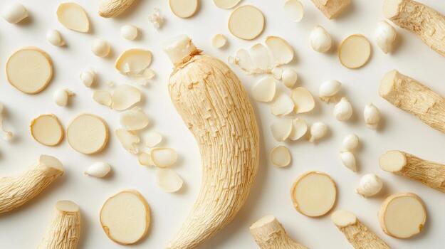 Atop white surface, sliced and whole photo