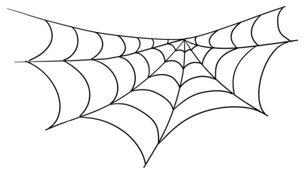 Spiderweb border line border, gothic scary hanging net frame. Simple spooky halloween decoration. Cobweb spider trap. vector