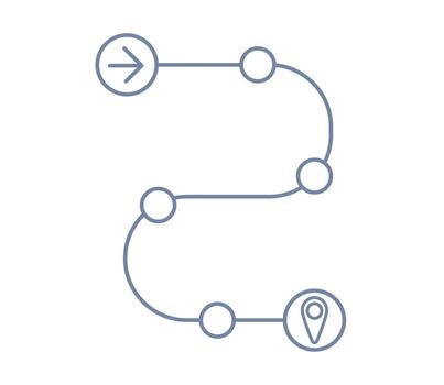 Road map or product development chronology plan, strategy direction icon. Simple line process timeline procedure. vector