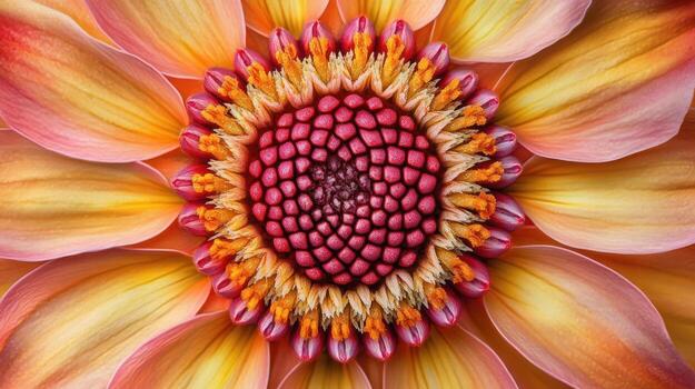A close up of a flower with a yellow center photo