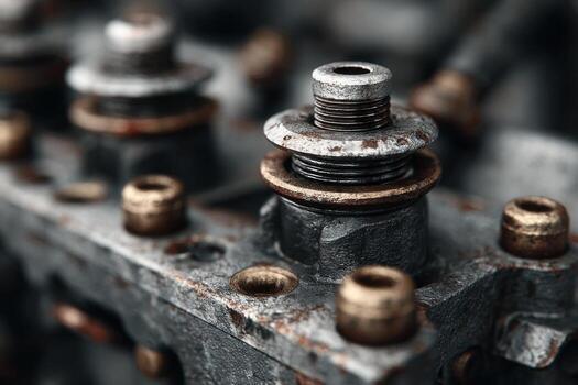 A close up of a rusty engine block photo