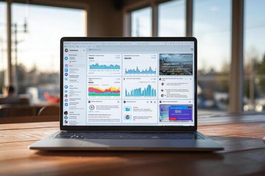 A laptop with a dashboard on the screen photo
