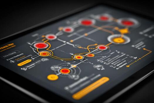 A tablet with a diagram of a network on it photo