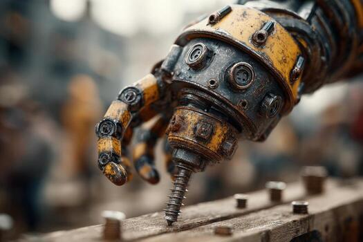 A robot is holding a screwdriver photo