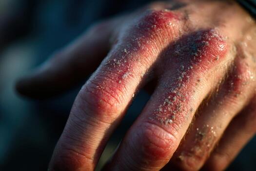 A person with a rash on their hands photo