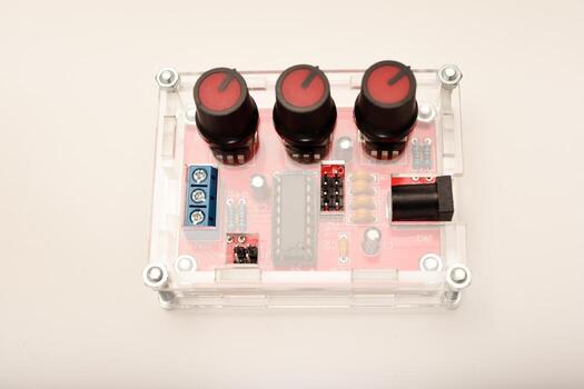 Homemade wireless device. An assembled radio-electronic device. The signal generator. DIY kit for assembling an electronics enthusiast. photo