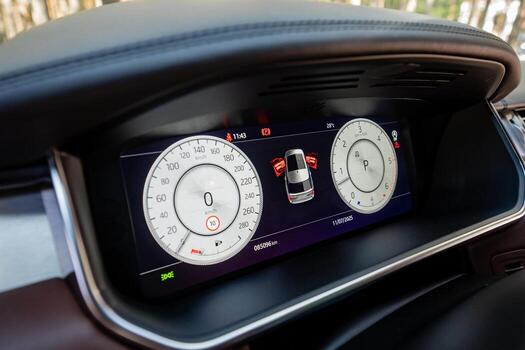This innovative dashboard highlights modern vehicle design, featuring a cuttingedge speedometer and advanced display technologies to enhance the drivers experience and vehicle functionality photo