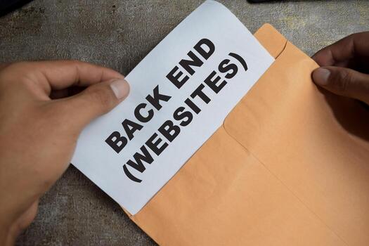 espalda final sitios web texto encima marrón sobre programación de Internet sitio web aislado en de madera antecedentes. codificación ciberespacio concepto foto