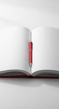 Open book with red pen on white background 3d rendering photo