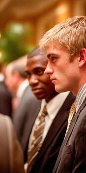 A group of men standing in a line photo