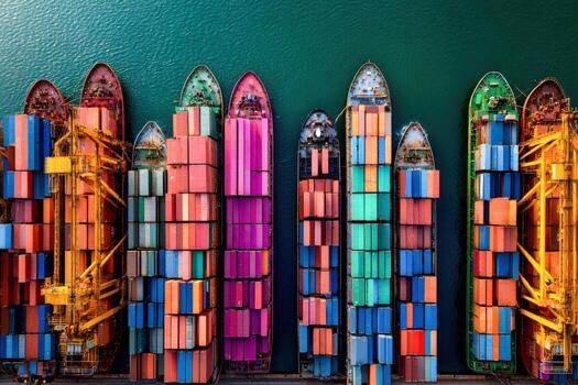 A group of containers stacked on top of each other photo