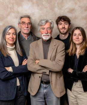 Group portrait of a multi generational family standing together photo