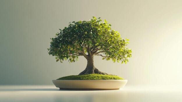 bonsai árbol en minimalista ajuste foto