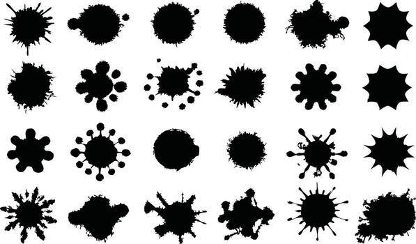 Collection of black ink splatter and blob shapes vector