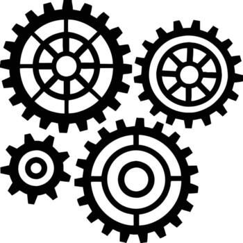 Interlocking gears representing mechanical systems and industry vector