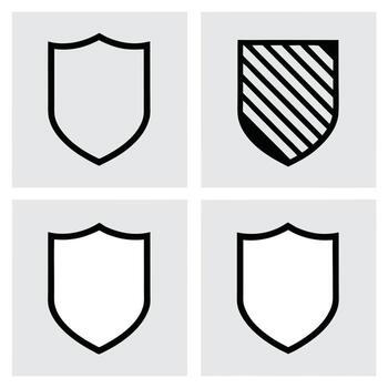 cuatro estilizado proteger íconos en un cuadrícula diseño vector