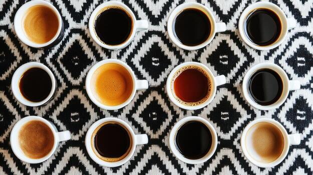 Café exprés tazas arreglado en geométrico modelo foto