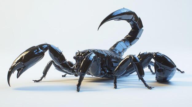 Black scorpion on a plain white background photo