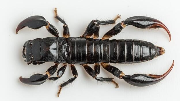 High-angle close-up of a black scorpion photo