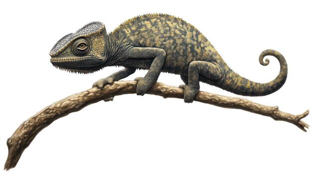 Detailed illustration of a chameleon on a branch photo