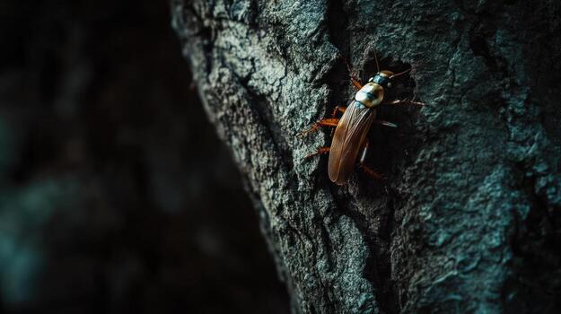 Close-up of insect on tree bark photo