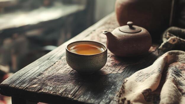 Rustic tea setting photo