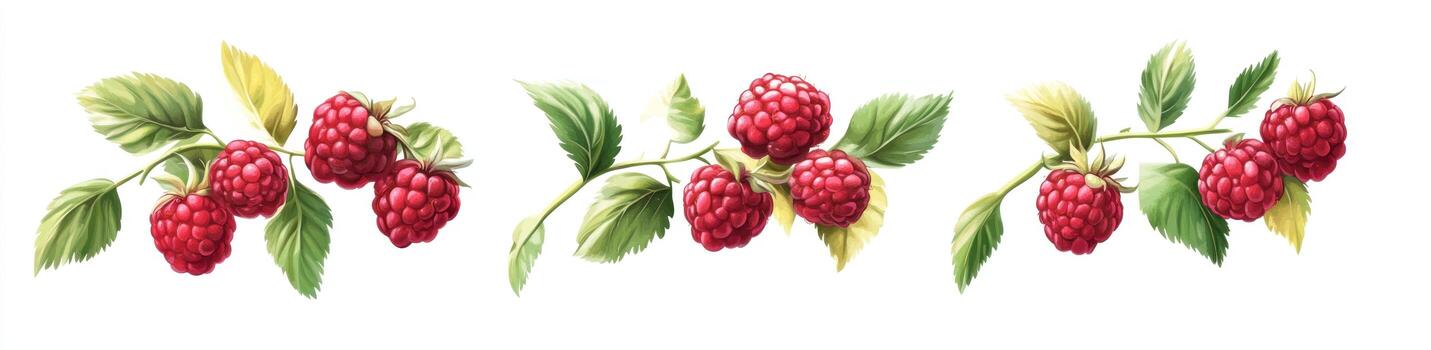 Raspberry sprigs with leaves photo