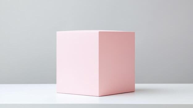 Pink cube on white surface photo