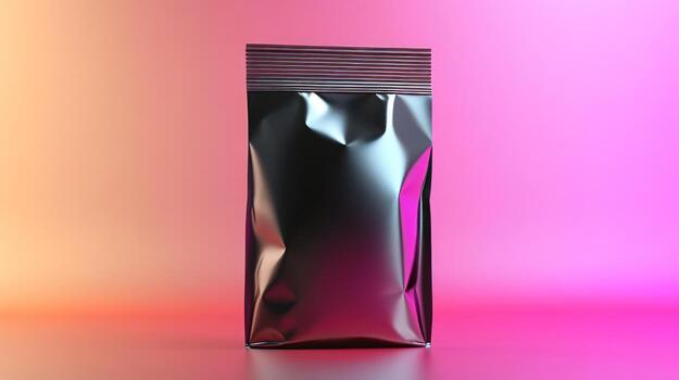 Metallic pouch on gradient background photo