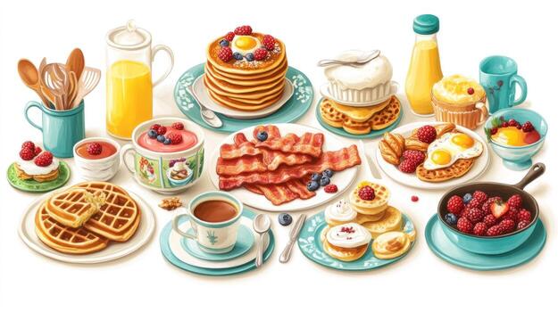 vistoso formación de desayuno comidas foto