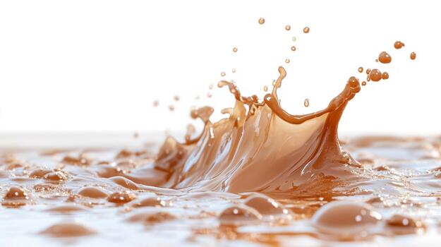 Caramel liquid splash on a surface photo