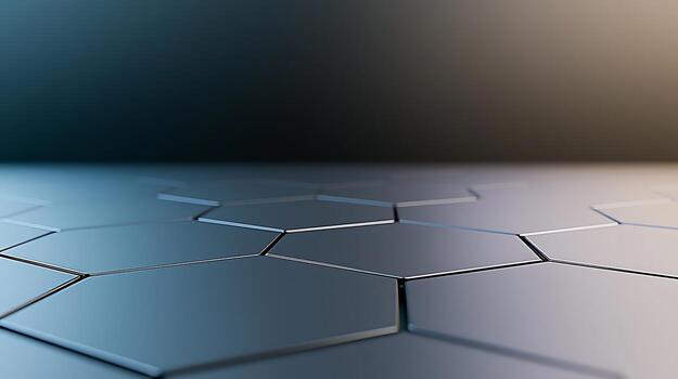 de cerca ver de hexagonal losas en un pulcro superficie con un degradado antecedentes foto