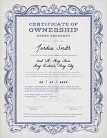 Victorian Certificate of Ownership template