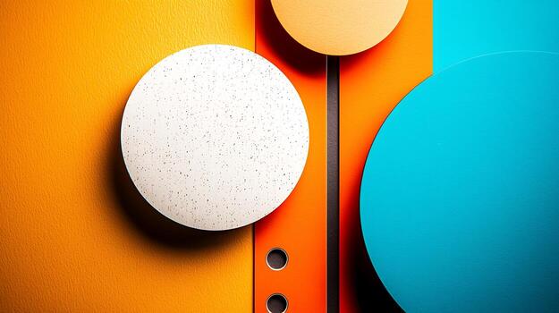 Abstract composition of colorful geometric shapes on a vibrant background with textures photo