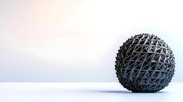 Abstract geometric sphere with intricate triangular patterns on a minimalist background photo