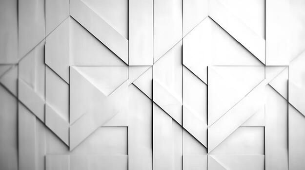 Abstract geometric wall design featuring interlocking shapes in a monochrome color scheme photo