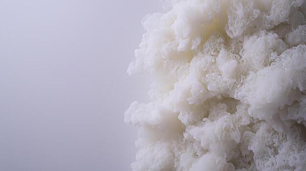 Abstract white textured foam against a soft gray background, creating a serene and calming atmosphere photo