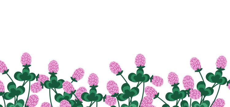 Horizontal backdrop with red clovers on white vector