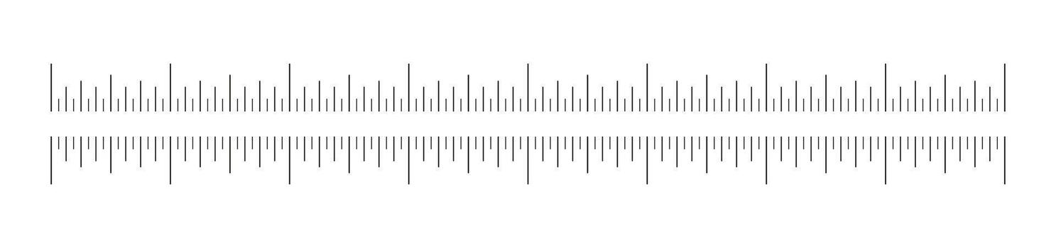 8 pulgadas medición herramienta muestra. escala para regla en pulgadas. longitud medición matemáticas, distancia, altura negro icono. ocho pulgadas medición escala modelo sin números. de coser herramienta contorno Delgado modelo vector