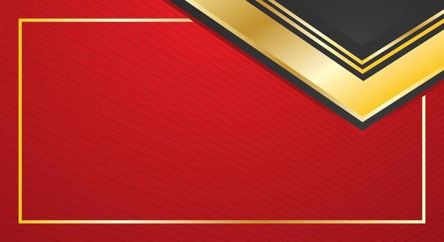 Luxury red certificate design background with gold abstract geometric lines vector