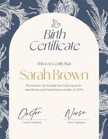 minimalist birth vertical certificate template