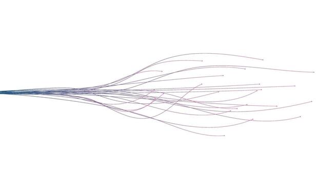 Abstract lines with dots on white background. Connecting big data fiber optic concept. vector