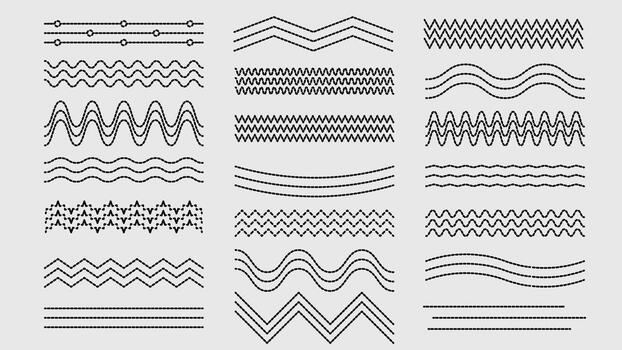 varios resumen líneas, ondas, discontinuo, y zigzag elementos compuesto de puntos vector
