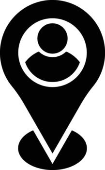 Location of Person. depicting a person inside a location. individual presence symbol. Map pointer signs. people inside pinpoint symbol vector
