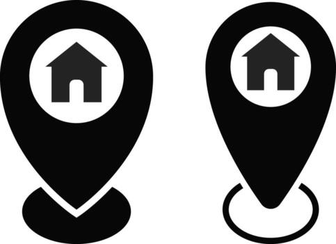 Home location icon. Map pointer symbol. global positioning system. Location point of home. Geolocation mark on the map vector