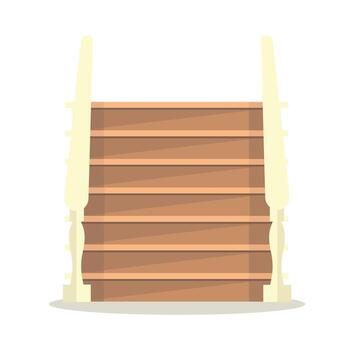 Staircase icon with railings on white background. Indoor staircase. Ascent and descent. vector