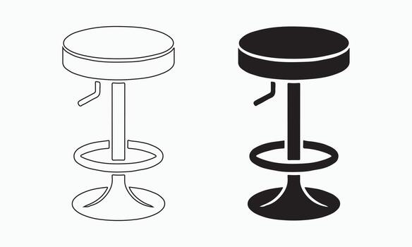 Modern bar stools Icon Set in solid and outline Style for Interior and UI Design vector
