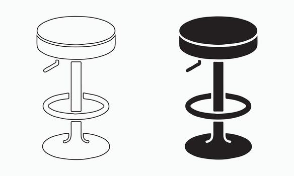 bar stools Icon Set in solid and outline Style vector